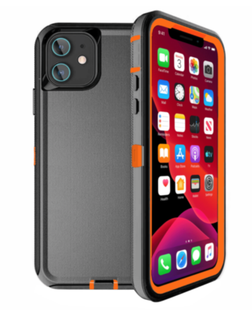 Heavy Duty Case for iPhone 12 Mini (BLACK & ORANGE) (Only Ground Shipping)
