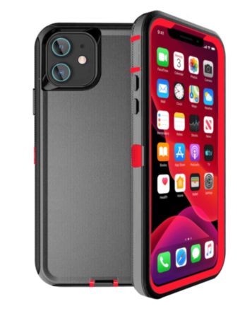 Heavy Duty Case for iPhone 12 Mini (BLACK & RED) (Only Ground Shipping)