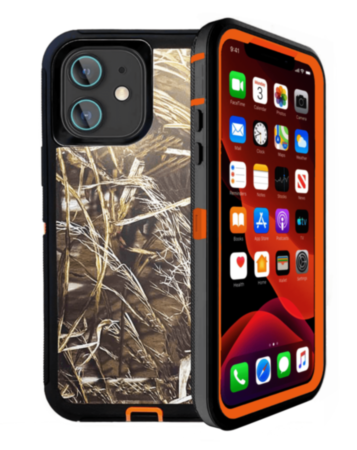 Heavy Duty Case for iPhone 12 Mini (CAMO ORANGE) (Only Ground Shipping)