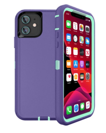 Heavy Duty Case for iPhone 12 Mini (PURPLE & TEAL) (Only Ground Shipping)