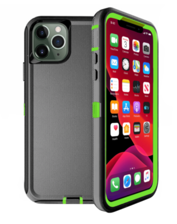 Heavy Duty Case for iPhone 11 Pro (BLACK & GREEN) (Only Ground Shipping)