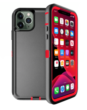 Heavy Duty Case for iPhone 11 Pro (BLACK & RED) (Only Ground Shipping)