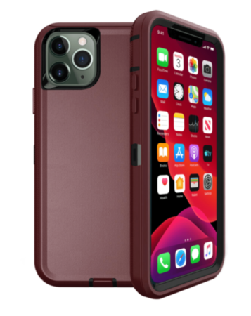 Heavy Duty Case for iPhone 11 Pro (MAROON & BLACK) (Only Ground Shipping)