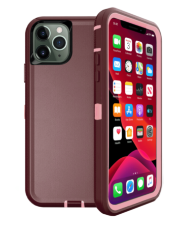 Heavy Duty Case for iPhone 11 Pro (MAROON & PINK) (Only Ground Shipping)