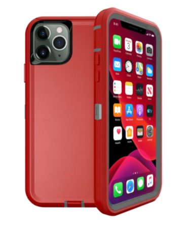 Heavy Duty Case for iPhone 11 Pro (RED & GRAY) (Only Ground Shipping)