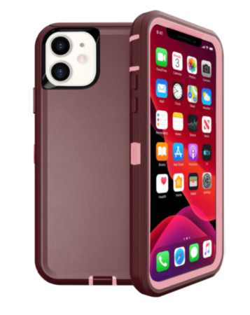 Heavy Duty Case for iPhone 11 (MAROON & PINK) (Only Ground Shipping)