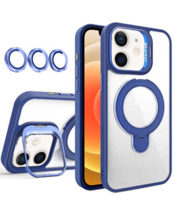 Magnetic Clear Case with 2 Kickstand & Camera Lens - DARK BLUE for iPhone 11 (Only Ground Shipping)