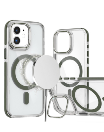 Thin Magnetic Clear Case with Camera Stand Kickstand - GRAY for iPhone 11 (Only Ground Shipping)
