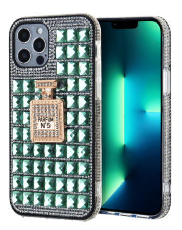 Crystal Stones Case with Perfume Adornment - LIME GREEN for iPhone 7G / 8G / SE 2020 (Only Ground Shipping)
