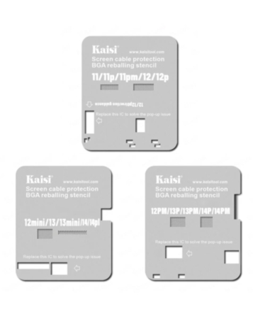 Kaisi Screen Cable Protection Planting Tin Steel Stencil for iPhone 11 to 14 PM (3 Pcs Set) (Only Ground Shipping)