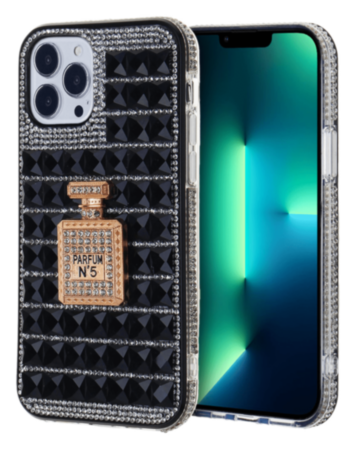 Crystal Stones Case with Perfume Adornment - BLACK for iPhone 7G / 8G / SE 2020 (Only Ground Shipping)