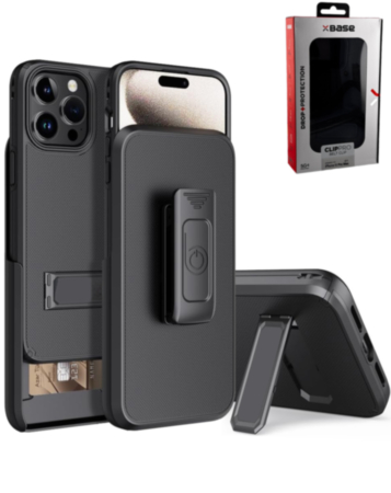 xBase by PowerPeak - Duraclip Series Combo Case MagSafe Belt Clip Holster for iPhone 15 Pro Max (Only Ground Shipping)