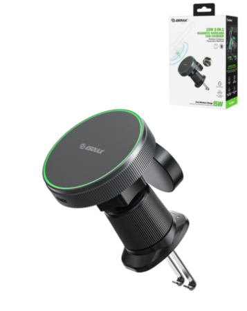 Esoulk 2-in-1 Magnetic Wireless Car Charging (15W) (BLACK) (Only Ground Shipping)