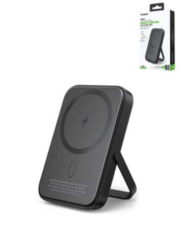 Esoulk Foldable Magnetic Wireless Power Bank with Foldable Stand (5000 mAh / 15W) (BLACK) (Only Ground Shipping)