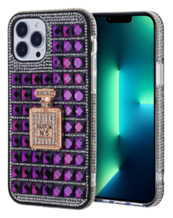 Crystal Stones Case with Perfume Adornment - PURPLE for iPhone XR (Only Ground Shipping)