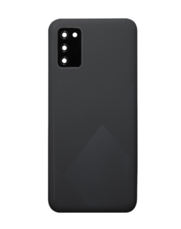 Back Glass with Camera Lens and Adhesive for Galaxy A02S (A025 / 2020) (NO LOGO) (BLACK)