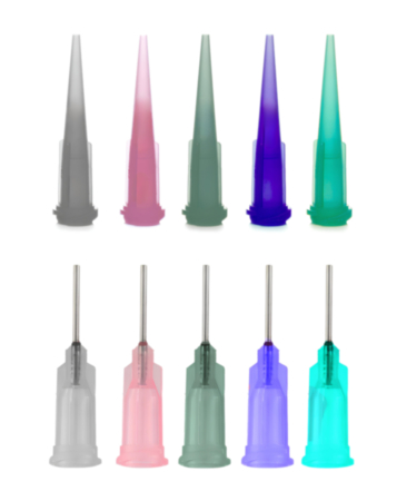 TT Tapered Plastic Dispensing Tips (Pack of 5) and Stainless Steel Blunt Dispensing Needles (Pack of 5) for Fluid Dispenser (14g / 16g / 18g / 20g / 21g)