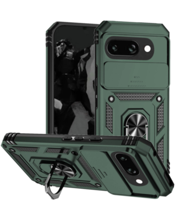 Dual Layers Hybrid Case with Metal Ring And Camera Protector - DARK GREEN Google Pixel 9A (Only Ground Shipping)