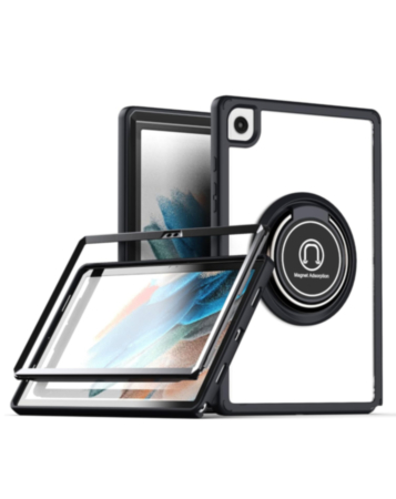 Hard PC Rear / Soft TPU Colorful Border Case with I-ring Holder - BLACK for iPad 10.2" (7th / 8th / 9th) / Air 3 / Pro 10.5 (Only Ground Shipping)