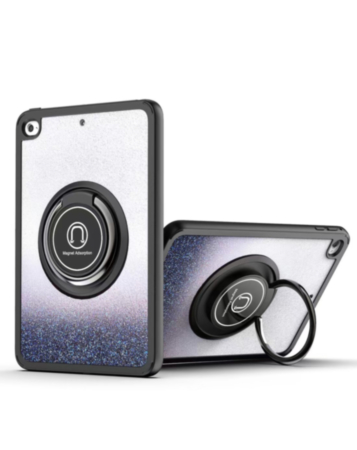 Hard PC Rear / Soft TPU Colorful Border Case with I-ring Holder - SHINY BLACK for iPad 10.2" (7th / 8th / 9th) / Air 3 / Pro 10.5 (Only Ground Shipping)