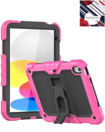 Heavy Duty Shockproof Tablet Case with Kickstand - HOT PINK for iPad 10 2022 (10.9") / iPad 11 (A16) (Only Ground Shipping)