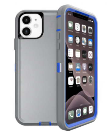 Heavy Duty Case for iPhone 12 / 12 Pro (GRAY & BLUE) (Only Ground Shipping)