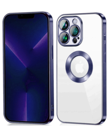 Shiny Wireless Charging Clear Case - DARK BLUE for iPhone 12 / 12 Pro (Only Ground Shipping)