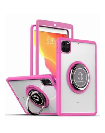 Hard PC Rear / Soft TPU Colorful Border Case with I-ring Holder - PINK for iPad Air 4 / Air 5 Pro 11 (1st / 2nd / 3rd / 4th) (Only Ground Shipping)