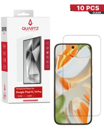 QUARTZ Clear Tempered Glass for Google Pixel 9 / Pixel 9 Pro (Pack of 10)