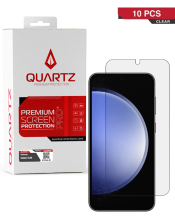 Shop the QUARTZ Clear Tempered Glass for Galaxy S24 and S25, pack of 10.