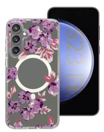 Galaxy S23 FE Wireless Charging Case - PINK FLOWERS (Full Bottom Close) (Only Ground Shipping)