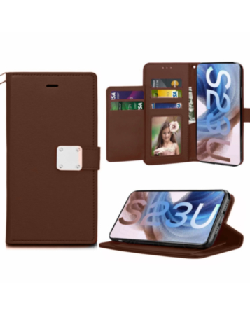 Galaxy S23 Plus Elegant Leather Wallet Case - BROWN (Only Ground Shipping)