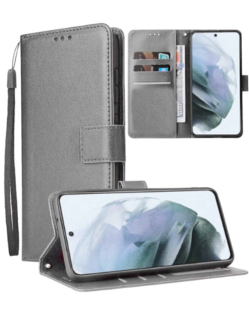 Galaxy S24FE Leather Wallet Case with Card Slot - GRAY (Only Ground Shipping)