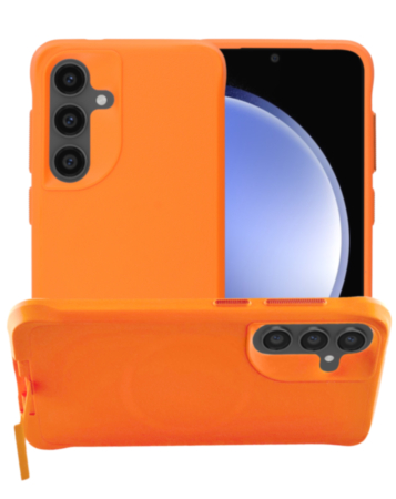 Wireless Charger Silicone Case with Metal Kickstand for Galaxy S25 Plus / S24 Plus - ORANGE (Only Ground Shipping)