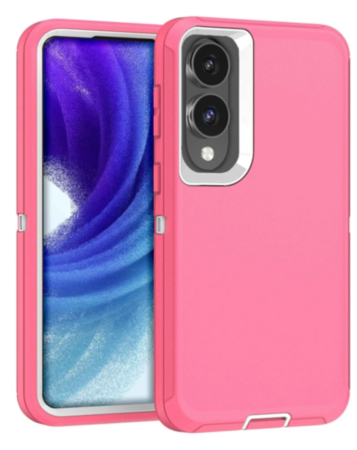 Heavy Duty Case for Galaxy S25E (LIGHT PINK & WHITE) (Only Ground Shipping)