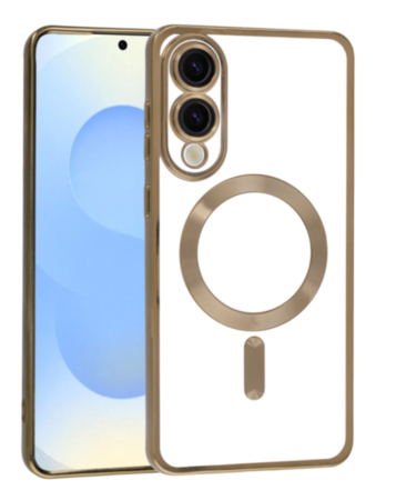 Galaxy S25E Shiny Wireless Charging Clear Case - GOLD (Only Ground Shipping)