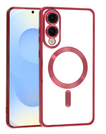 Galaxy S25E Shiny Wireless Charging Clear Case - RED (Only Ground Shipping)