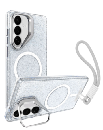 Glitter MagSafe Phone Case with Wrist Strap - CLEAR for Galaxy S26 (Only Ground Shipping)
