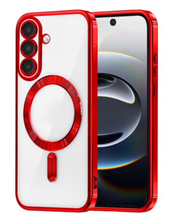 Galaxy S26 Shiny Wireless Charging Clear Case - RED (Only Ground Shipping)