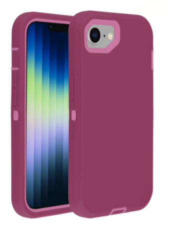 Heavy Duty Case for iPhone 16e / 17e (MAROON & PINK) (Only Ground Shipping)