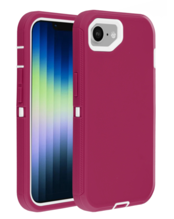 Heavy Duty Case for iPhone 16e / 17e (HOTPINK & WHITE) (Only Ground Shipping)