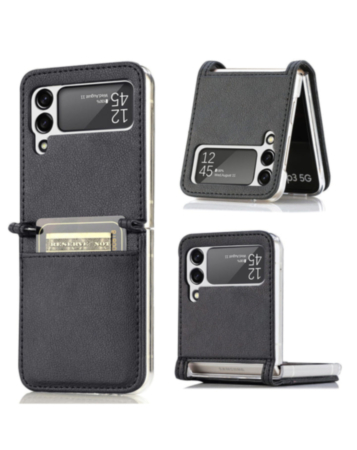 Galaxy Z Flip 3 Genuine Leather Case - BLACK (Only Ground Shipping)