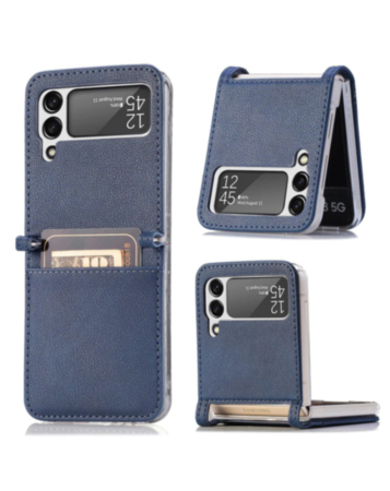 Galaxy Z Flip 3 Genuine Leather Case - BLUE (Only Ground Shipping)