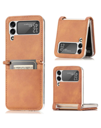 Galaxy Z Flip 3 Genuine Leather Case - BROWN (Only Ground Shipping)