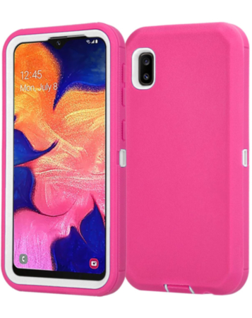 Heavy Duty Case for Galaxy A10E (HOT PINK & WHITE) (Only Ground Shipping)