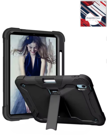 TriShield Tablet Case with Kickstand (BLACK) for iPad 10 2022 (10.9") / iPad 11 (A16) / Air 11 (2024/2025/2026) / Air 4 / Air 5 (Only Ground Shipping)