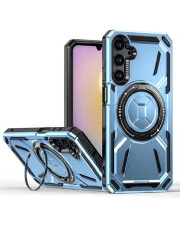 Full-Body Rugged Shockproof Case with Built-in Ring Holder - BLUE for Galaxy A15 (Only Ground Shipping)