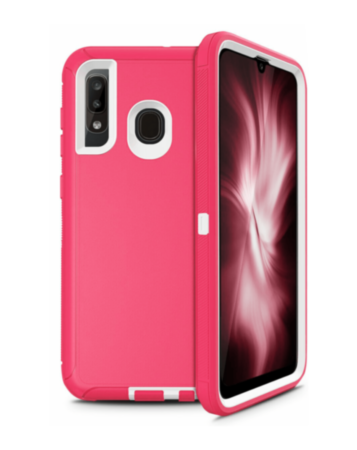 Heavy Duty Case for Galaxy A50s / A50 / A30s / A30 / A20 (HOT PINK & WHITE) (Only Ground Shipping)