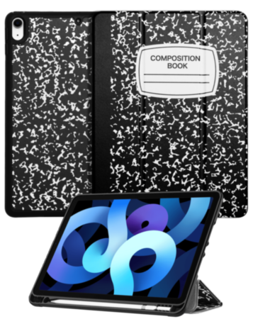 Old Style Notebook Design Case - Composition Book for iPad Air 11 2024 / iPad 10 2022 / iPad 11 (A16) / Air 4 / Air 5 / Pro 11 (1st / 2nd / 3rd / 4th) (Only Ground Shipping)