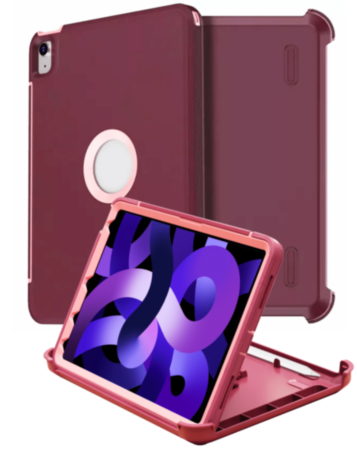 Heavy Duty Case with Clip - MAROON PINK for iPad Air 4 / Air 5 / Pro 11 (1st / 2nd / 3rd / 4th) (Only Ground Shipping)